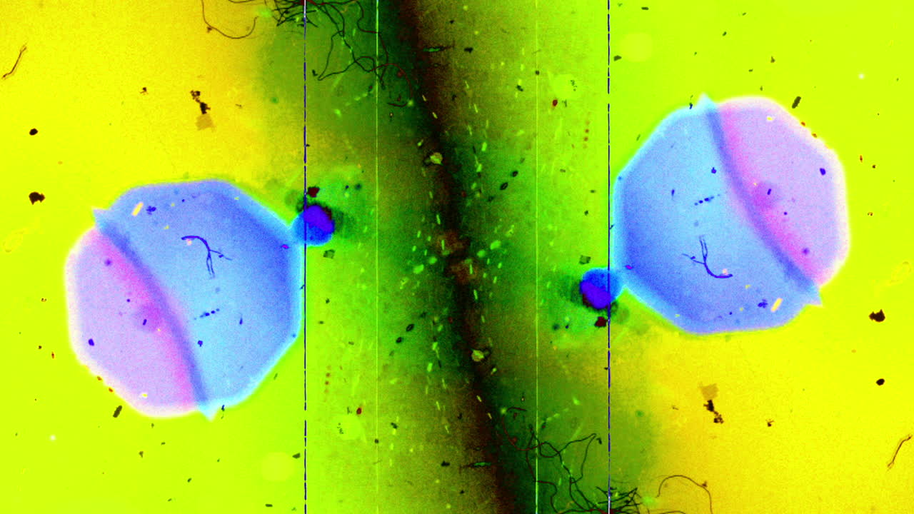 Sfondo Astratto Glitchy Colorato con Sovrapposizione di Pellicola Retro