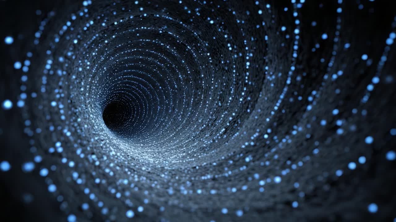 A Mesmerizing Journey Through a Cosmic Tunnel of Light: Exploring the Depths of an Infinite Vortex Filled with Glowing Particles and Endless Possibilities