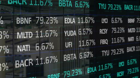 animation of stock market over cityscape