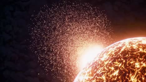 un planeta explotando en el espacio
