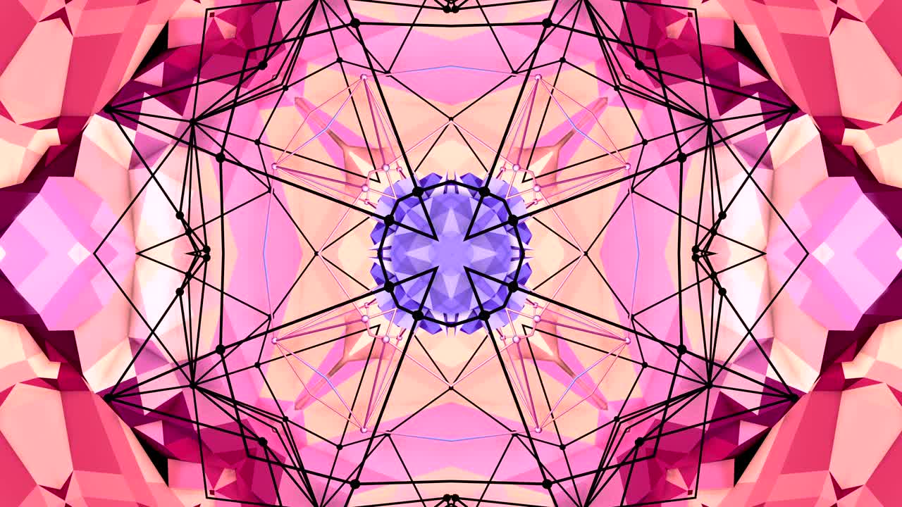 fondo 3d abstracto simple en color gradiente púrpura rojo, estilo poli bajo como fondo geométrico moderno o entorno matemático con efecto caleidoscópico. 4k uhd o bucle sin costuras fullhd. 3