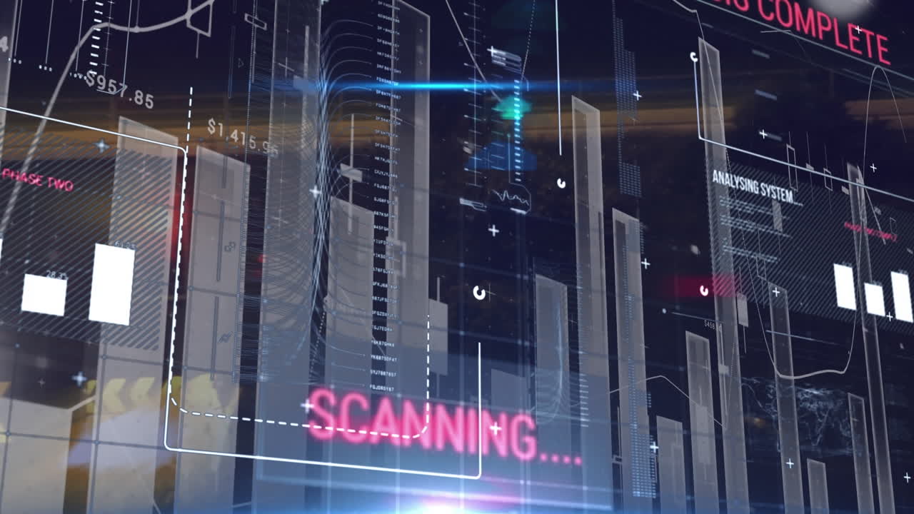 빠른 움직임의 교통에 대한 통계 및 데이터 처리의 애니메이션