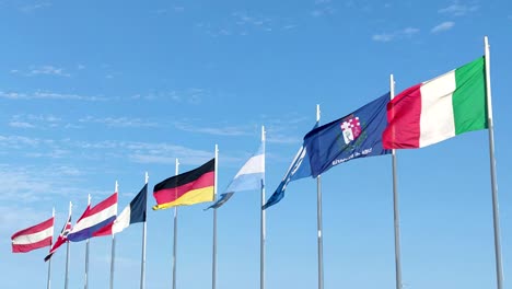 blue sky and european flags