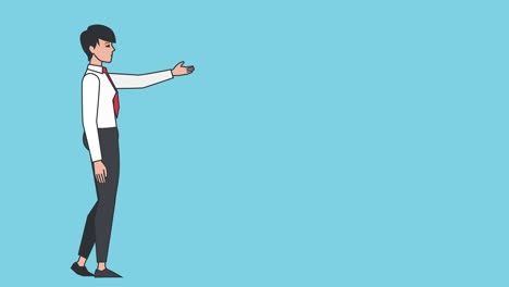 cartoon business woman character profile side talking speaker loop animation isolated with luma matte for alpha