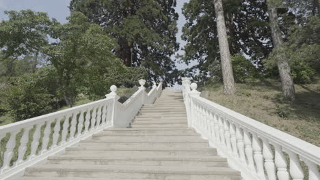 elegant white stone stairs in a park