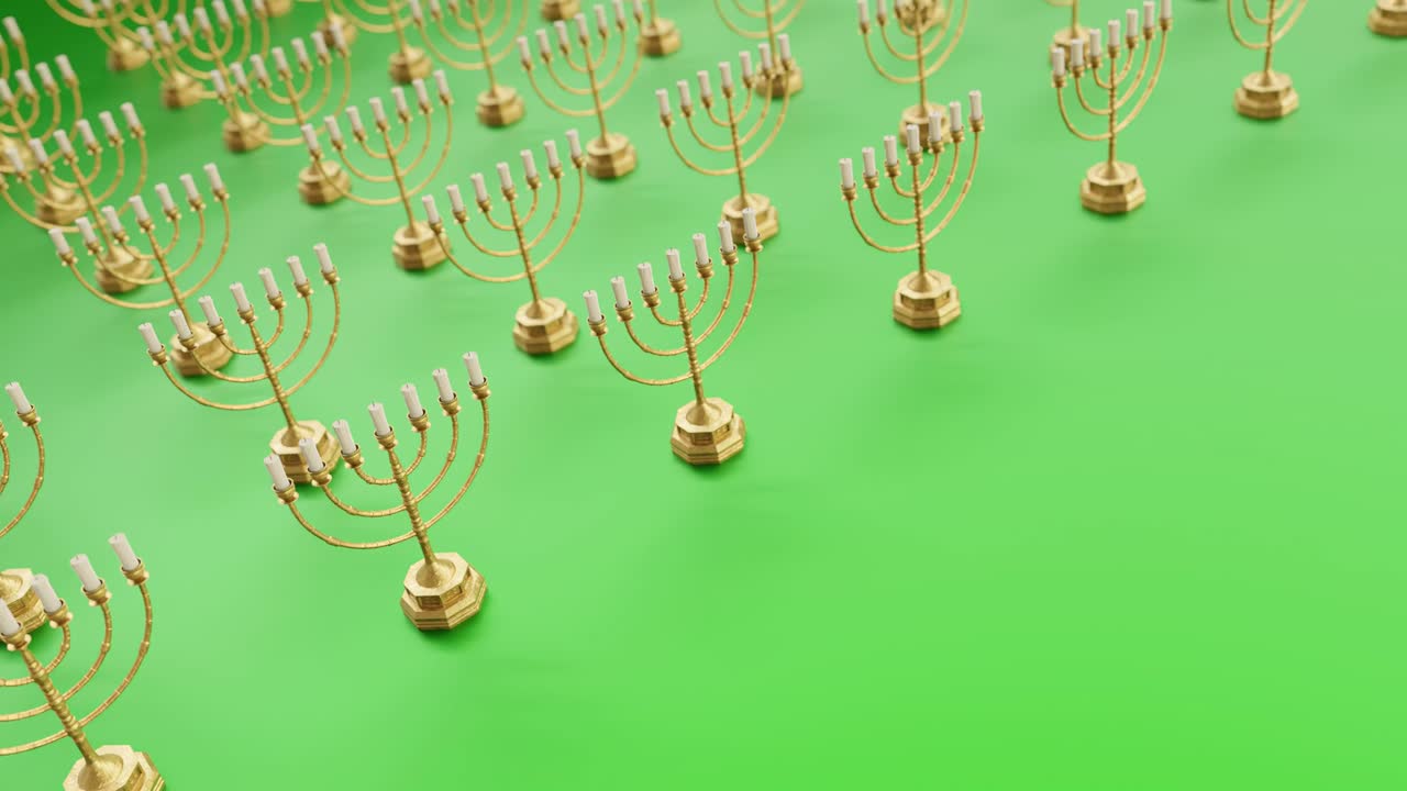 활기찬 파란색 배경 에 있는 금색 메노라