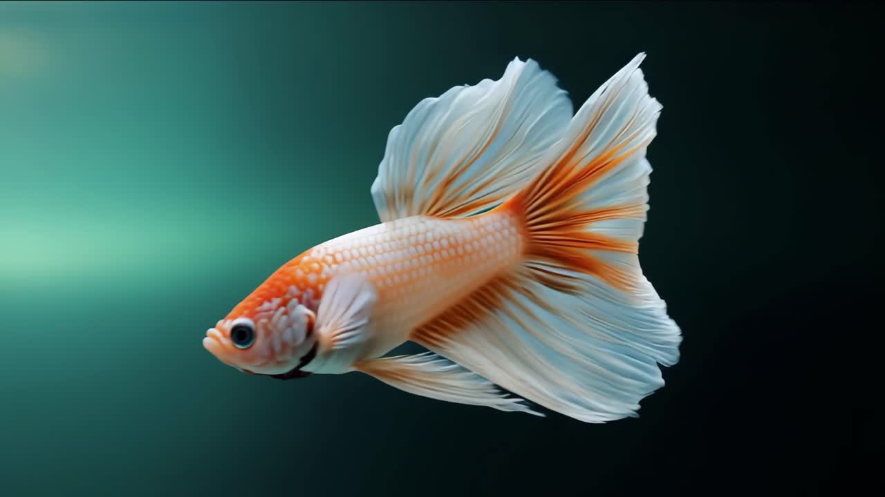 Goldfish swimming gracefully in water. A goldfish swims elegantly in clear water, showcasing its vibrant colors and flowing fins in a tranquil environment.