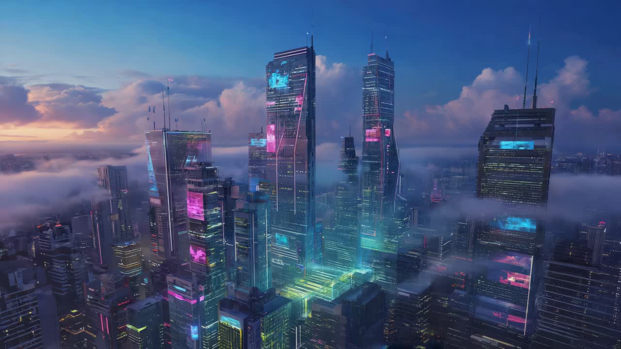 Futuristic Cyberpunk Cityscape at Night