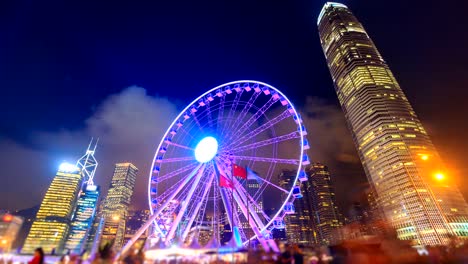 night hong kong observation ferris wheel landmark travel places of hong kong 4k time lapse