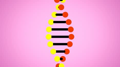 Animation-of-dna-strand-rotating-over-burning-document-on-pink-background