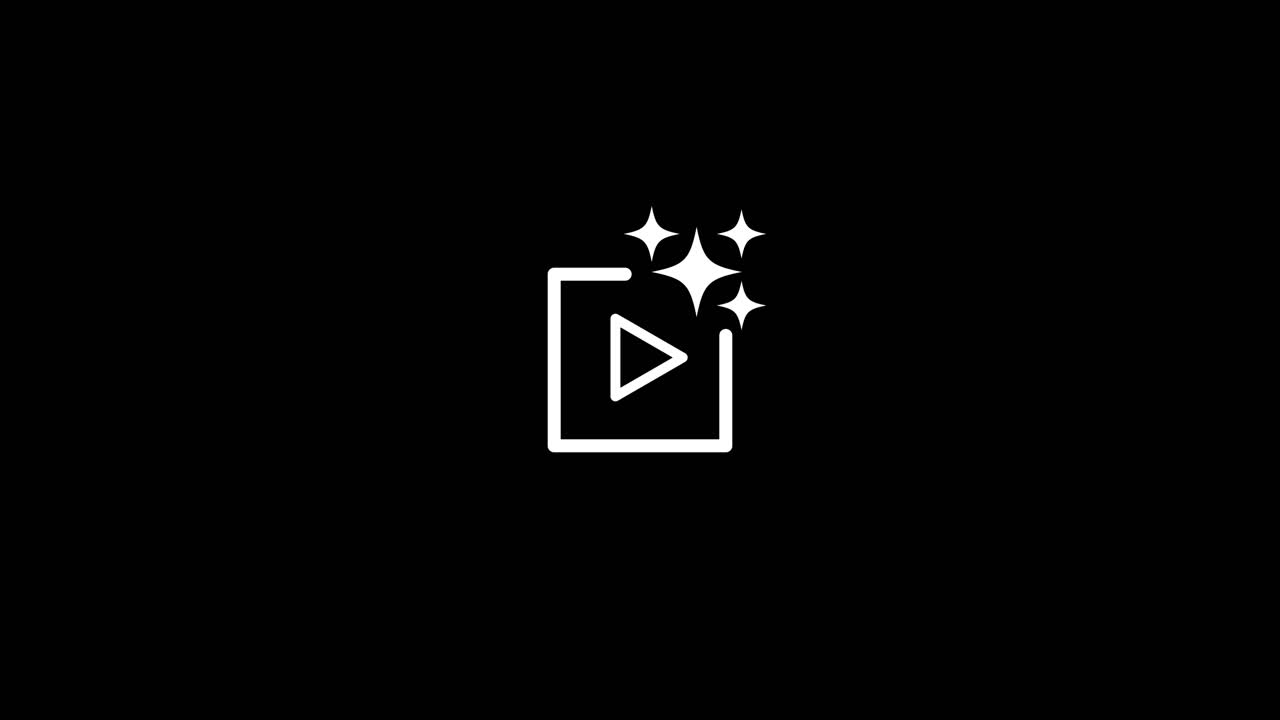 Pulsante Play, animazione dell'icona di riproduzione video isolata su sfondo nero