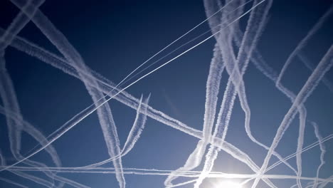 Intricate Airplane Contrails in the Sky