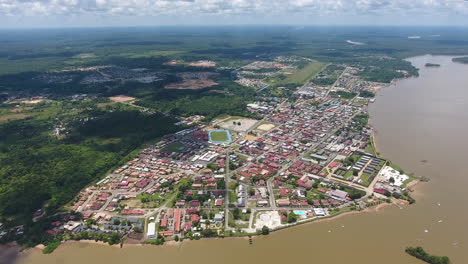 aerial view of saint laurent du maroni guiana. french colonial city