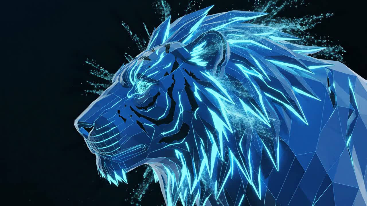 Low poly blue lion