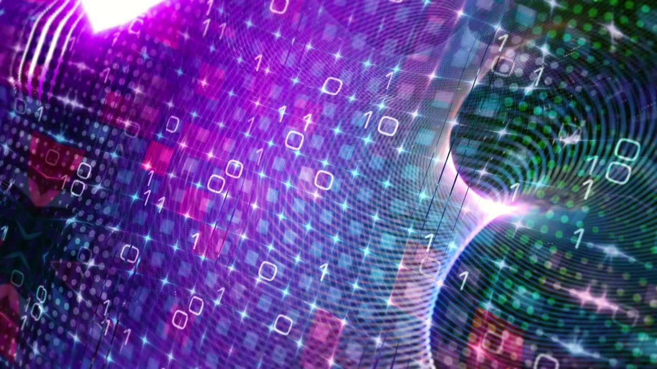 Abstract digital futuristic Ten second countdown in blue and red grid pattern matrix style.4K 3D rendering countdown numbers, technology abstract background. Matrix particles grid,modern cyber hi-tech