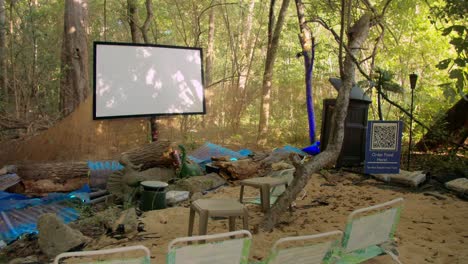 outdoor camping theater screen at blue starlight theater