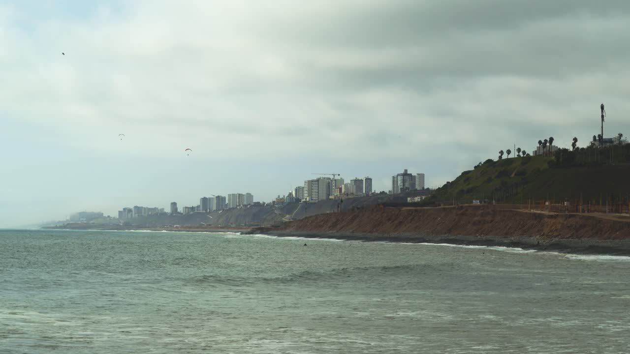 san miguel costa verde y océano, lima, perú 4k - timelapse