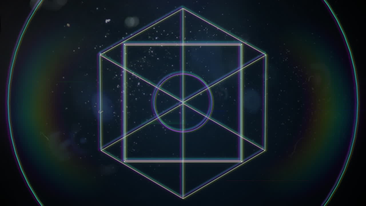 Animation of white cube outlines rotating in a circle