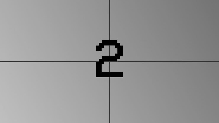 Pixelated Film Countdown from Five to Zero on Gray Background