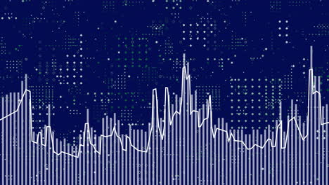 animación de diagramas y puntos que se mueven sobre un fondo azul