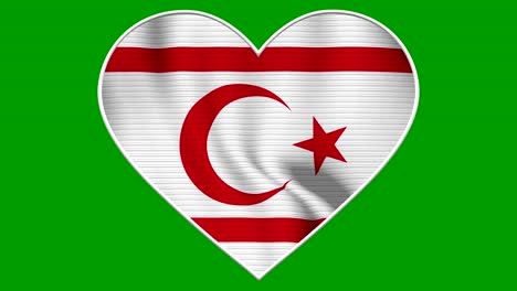north cyprus heart love flag loop - realistic 4k flag waving in the wind