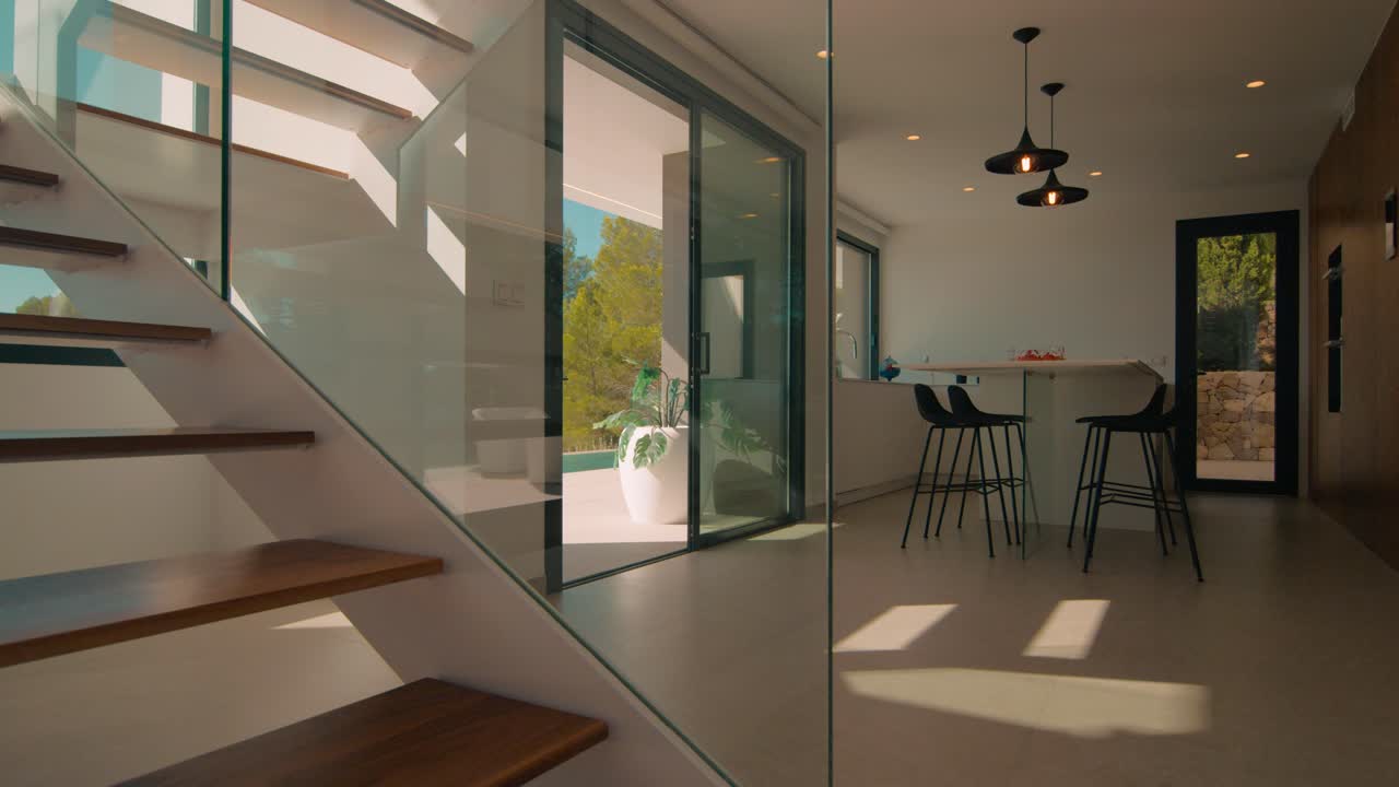 luxury villa interior salon and kitchen