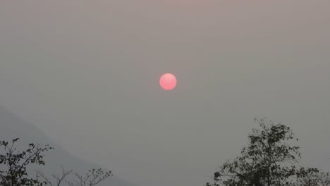 beautiful sunset and pink color sun