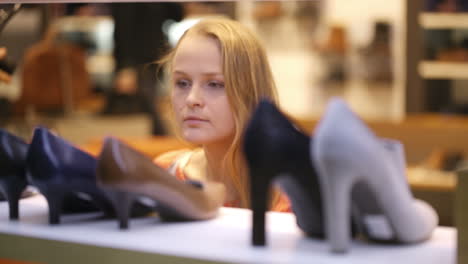 young woman shopping for shoes