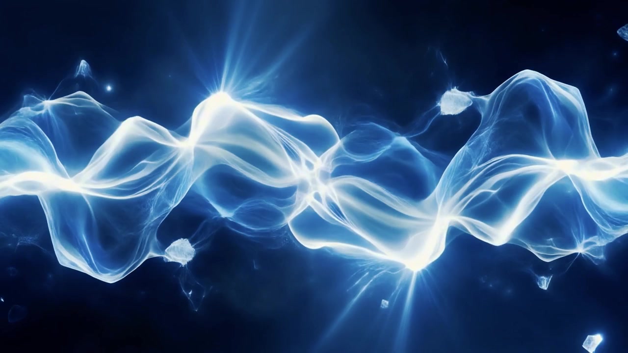 Abstract Blue Energy Wave Flowing with Floating Particles