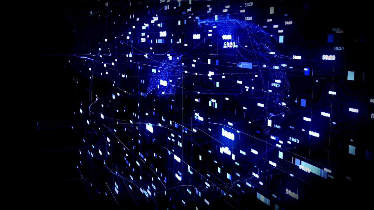 Pianeta di rete digitale rotante