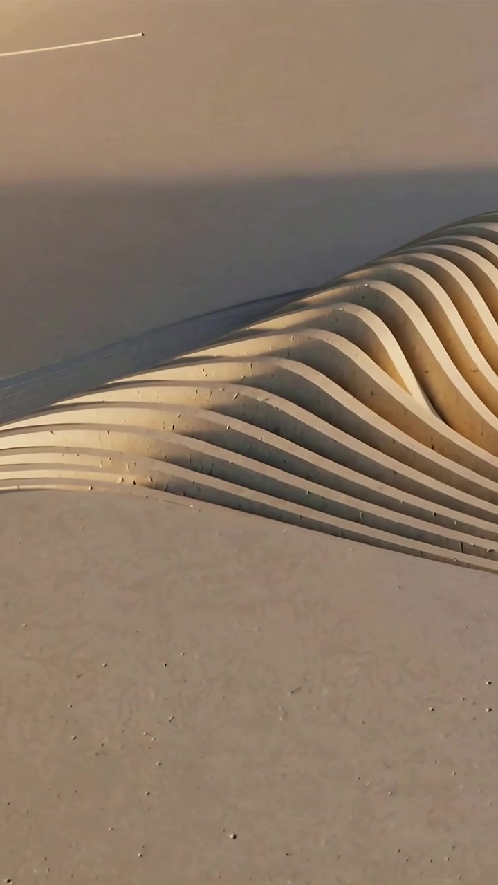 Vertical video: Panning camera revealing layered ridge with ribbed texture in dunes