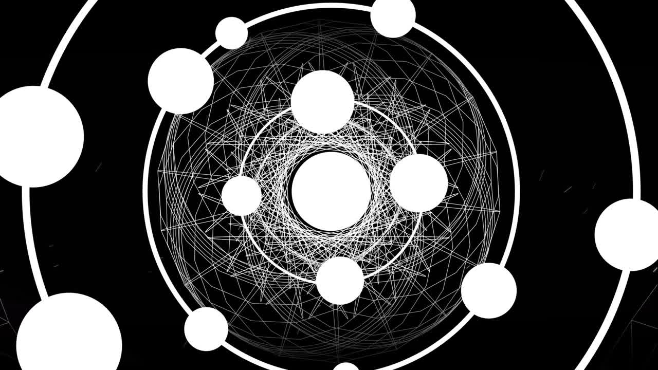animación de un túnel digital sobre una red de conexiones sobre un fondo negro