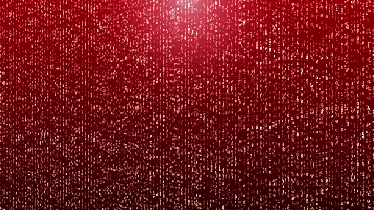 Computer Binary code over dark red background. random matrix code red hacking background