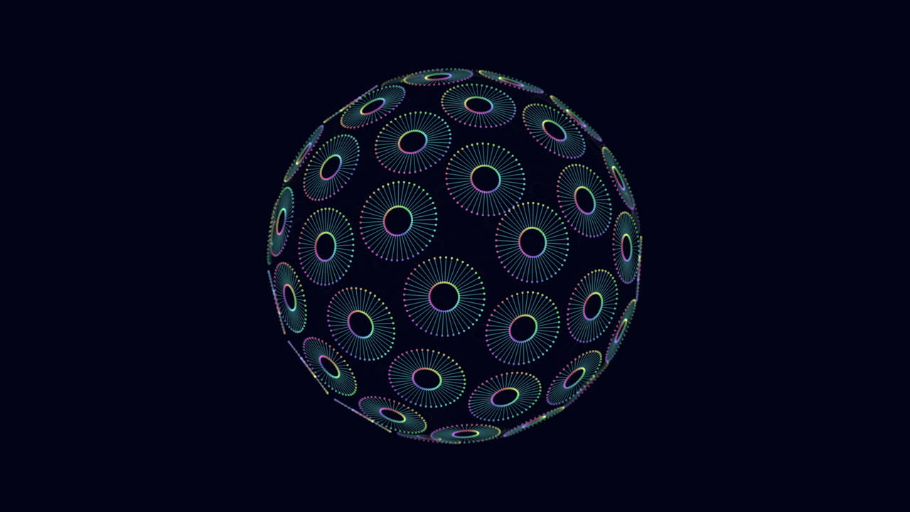 bola 3d vibrante de círculos de colores crea un diseño intrincado