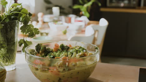 vegan vegetable curry in glass bowl