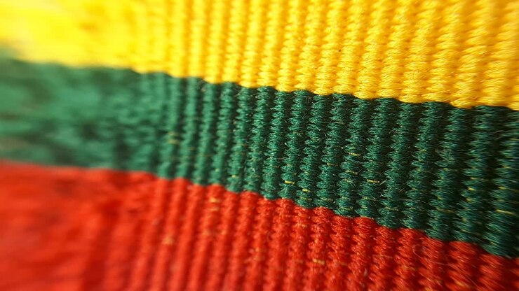 Nastro della Bandiera Lituana. Primo Piano Macro-1