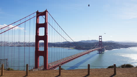 an observation of the golden gate bridge in san francisco, california - wide shot