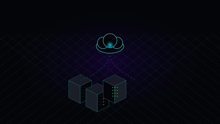 Digital Cloud Computing Network Connecting to Server Infrastructure