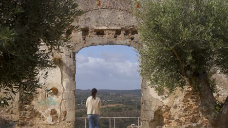 cromlech of almendres megalithic stone complex with cork trees in alentejo, portugal