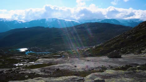 View-of-glacier-and-mountains-in-Norway,-Odda-path-to-Trolltunga