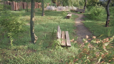 wooden bench in nature by the tree