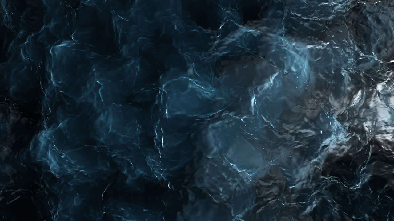Shimmering reflections dark blue water droplets on a black background