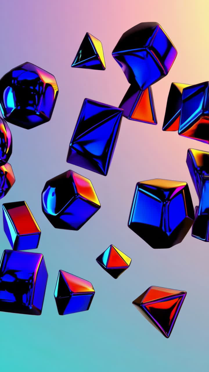 Abstract Metallic Geometric Shapes on Gradient Background