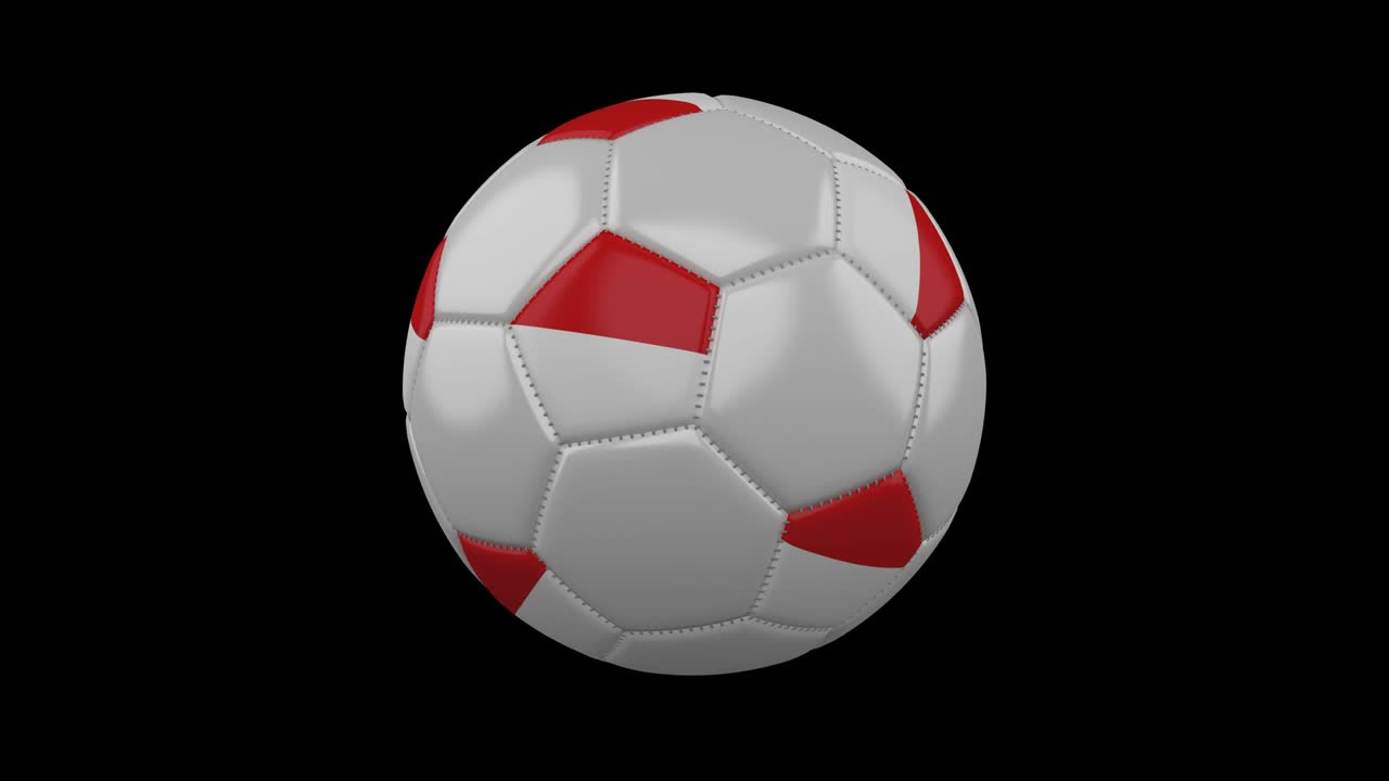 Pallone da calcio con bandiera Indonesia, in loop, 4k con alpha