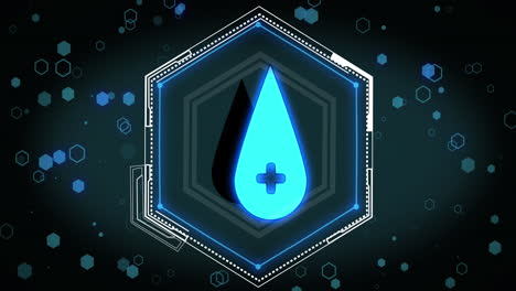animación de formas y gota con más en fondo negro