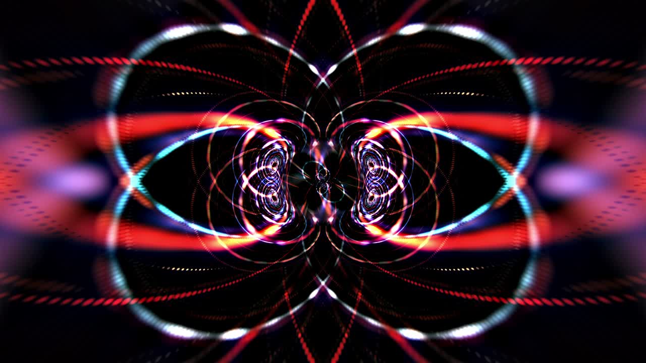 Abstract Digital Sci-Fi Futuristic Hi-Tech Motion Graphic Background. Colorful glowing neon lines speed flow shaped lights VJ loop background. Abstract Visual for title intro, music stage show.