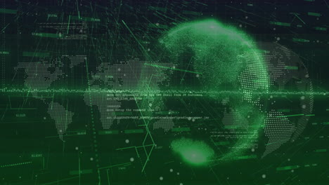 animación del globo y el mapa del mundo a través del procesamiento de datos.