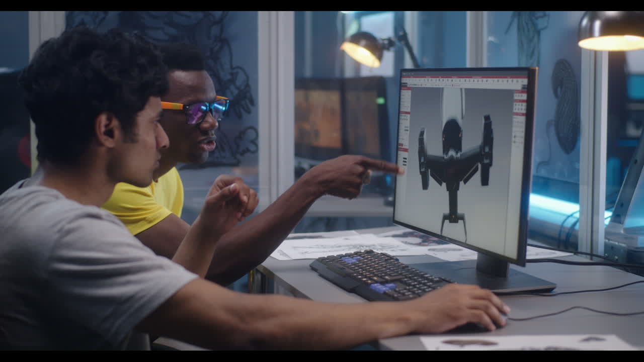 Two Designers Discussing a 3D Design