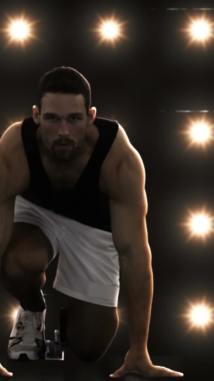 스포츠맨 이 경주 를 준비 하고 있다