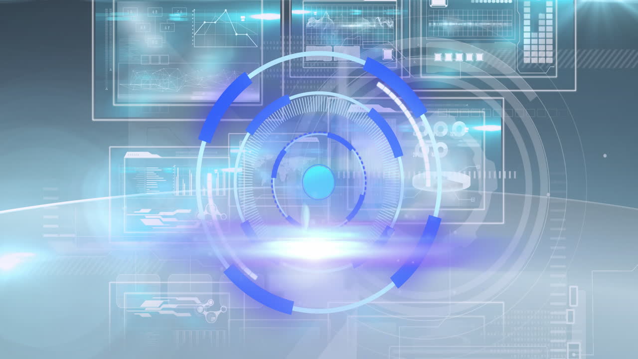 과학적 그래프와 데이터에 대한 처리 원의 애니메이션